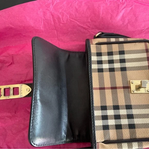 Burberry Tan and Black Check Crossbody Bag - Picture 5 of 13